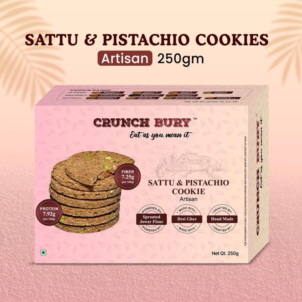 healthy high protien sattu and pistachio cookies