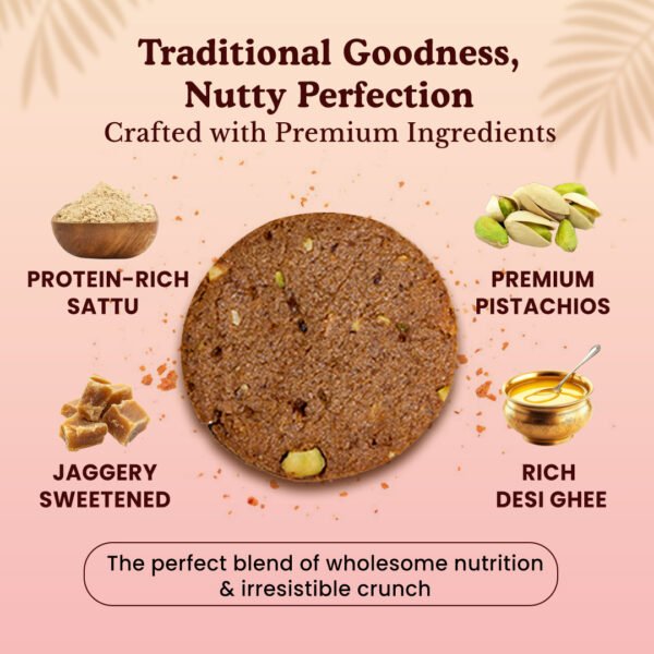 healthy high protien sattu and pistachio cookies