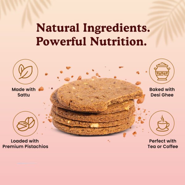 healthy high protien sattu and pistachio cookies