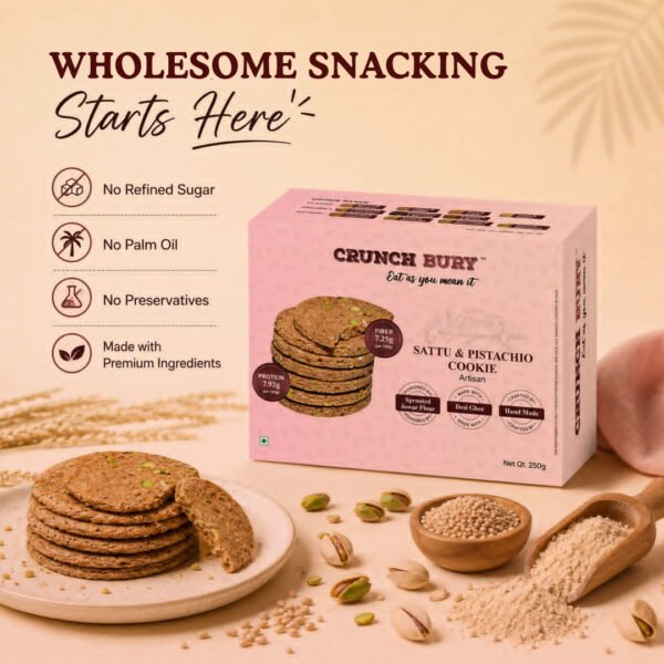 healthy high protien sattu and pistachio cookies